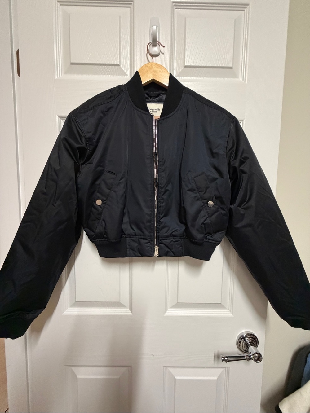 Abercrombie $ Fitch Classic Black Cropped Bomber Jacket - Women